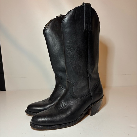 Frye Vintage Billy Pull On Mens Black Western Cowboy Leather Boots Size 9.5 B - Picture 1 of 11